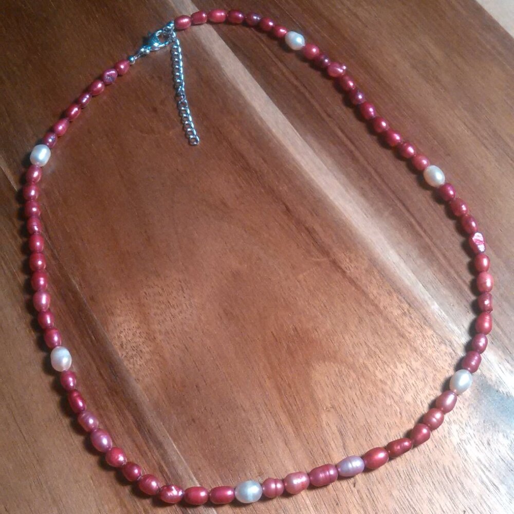 Genuine Freshwater Pearl Stainless Steel Necklace (18 Inch)